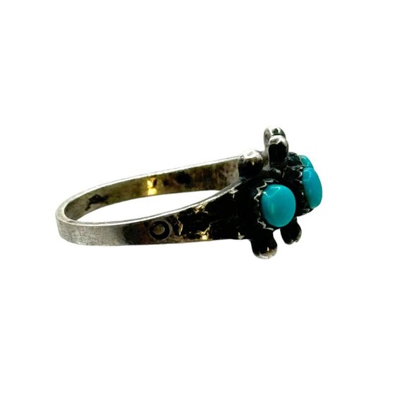 Vintage Sterling Silver Snake Eye Turquoise Ring Size 3.75 Fred Harvey Era - Picture 2 of 6